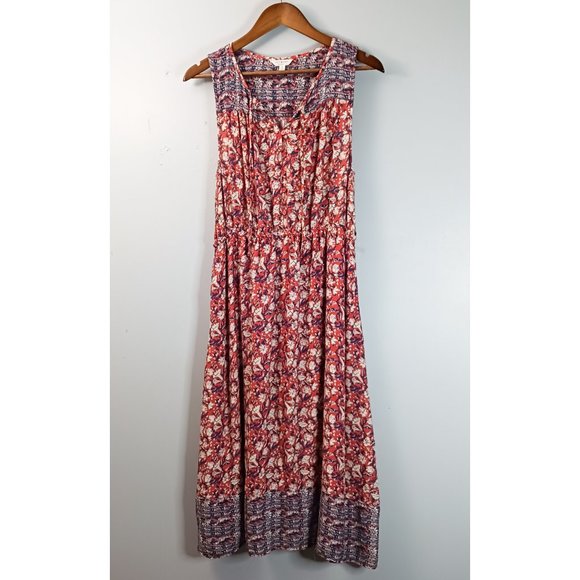Lucky Brand Dresses & Skirts - Lucky Brand Floral Dress Women's Size M Pink Midi Sleeveless Elastic Waist